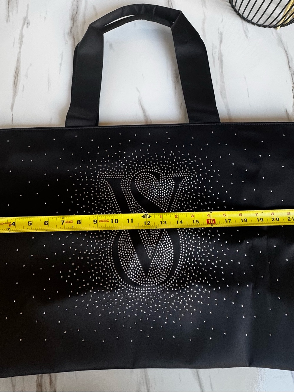 Victoria's Secret Black Tote with Rhinestone VS Logo - Picture 8 of 12